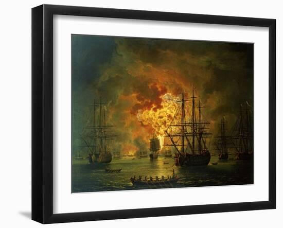 The Destruction of the Turkish Fleet at the Bay of Chesma, 1772-Jacob-Philippe Hackert-Framed Giclee Print