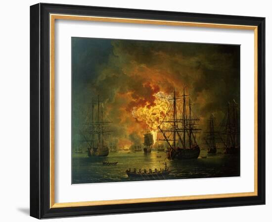 The Destruction of the Turkish Fleet at the Bay of Chesma, 1772-Jacob-Philippe Hackert-Framed Giclee Print