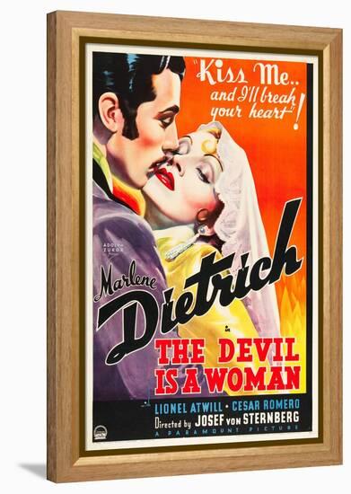 THE DEVIL IS A WOMAN, from left: Cesar Romero, Marlene Dietrich, 1935-null-Framed Stretched Canvas