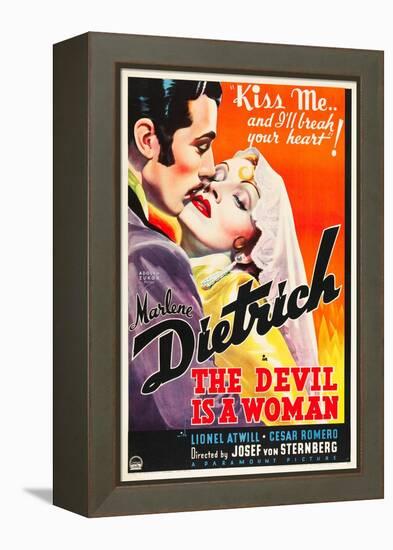 THE DEVIL IS A WOMAN, from left: Cesar Romero, Marlene Dietrich, 1935-null-Framed Stretched Canvas