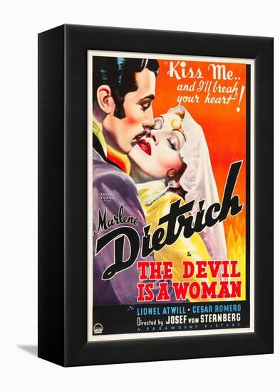 THE DEVIL IS A WOMAN, from left: Cesar Romero, Marlene Dietrich, 1935-null-Framed Stretched Canvas