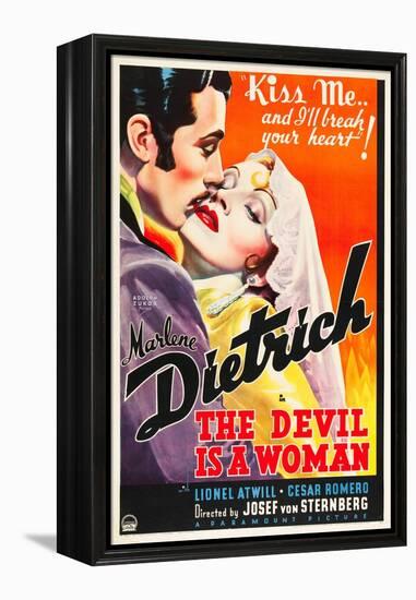 THE DEVIL IS A WOMAN, from left: Cesar Romero, Marlene Dietrich, 1935-null-Framed Stretched Canvas