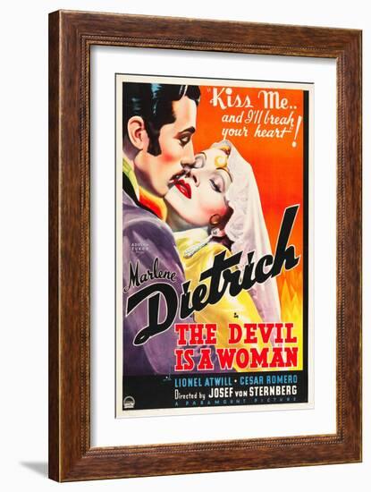 THE DEVIL IS A WOMAN, from left: Cesar Romero, Marlene Dietrich, 1935-null-Framed Art Print