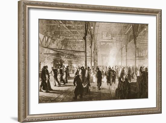 The Devil's Foundry: Will the Allies Destroy it on their Way to Berlin? a Smelting-Room at Krupps-null-Framed Giclee Print