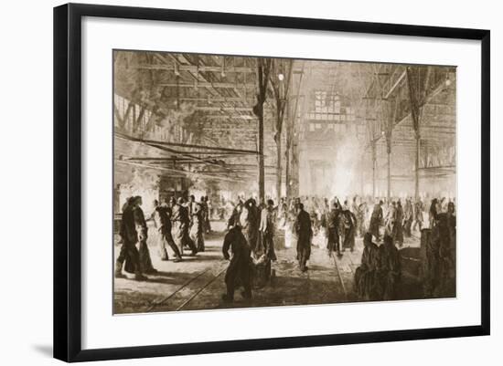 The Devil's Foundry: Will the Allies Destroy it on their Way to Berlin? a Smelting-Room at Krupps-null-Framed Giclee Print