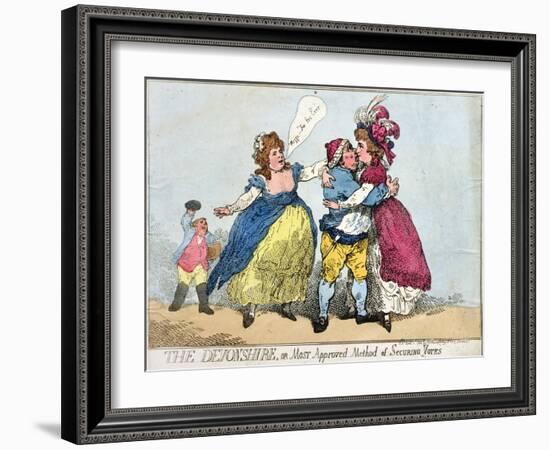 The Devonshire, or Most Approved Method of Securing Votes, 1784-James Gillray-Framed Giclee Print