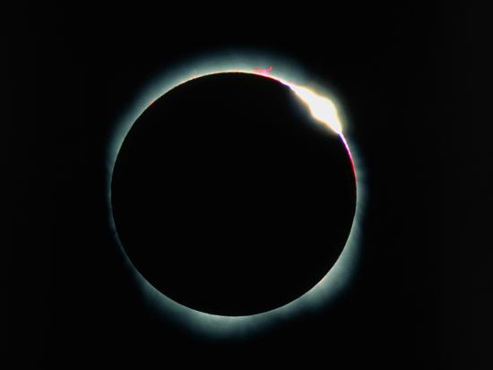 the diamond ring effect during a solar eclipse photographic print by