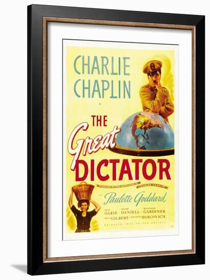 The Dictator, 1940 "The Great Dictator" Directed by Charles Chaplin-null-Framed Giclee Print