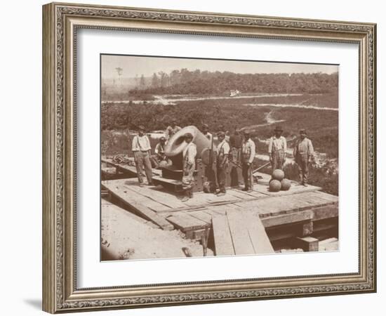 The 'Dictator' Union Army Railroad Mortar, Used in the American Civil War (1861-65) (B/W Photo)-Mathew Brady-Framed Giclee Print