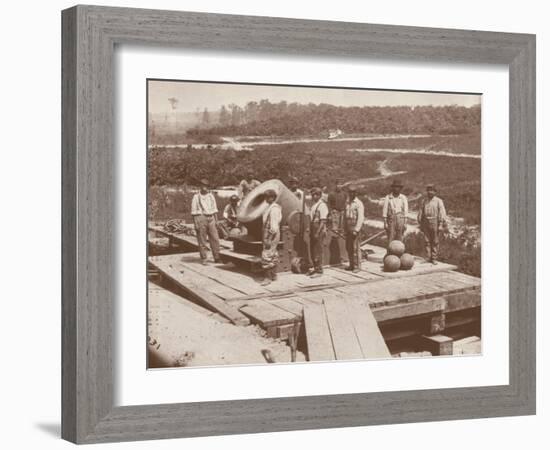 The 'Dictator' Union Army Railroad Mortar, Used in the American Civil War (1861-65) (B/W Photo)-Mathew Brady-Framed Giclee Print