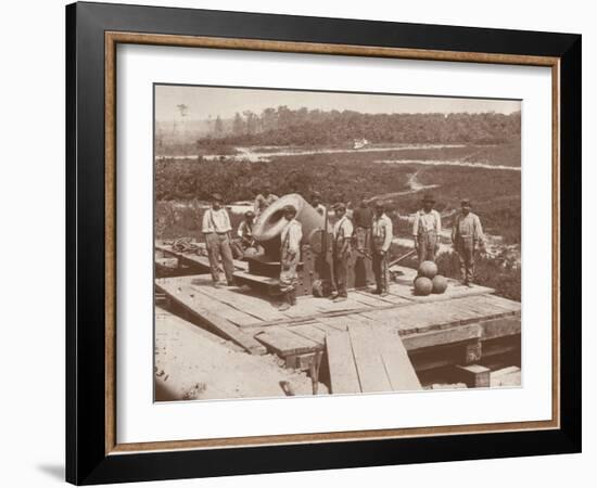 The 'Dictator' Union Army Railroad Mortar, Used in the American Civil War (1861-65) (B/W Photo)-Mathew Brady-Framed Giclee Print