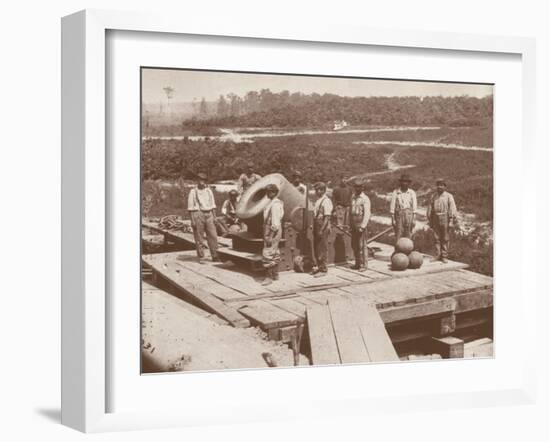 The 'Dictator' Union Army Railroad Mortar, Used in the American Civil War (1861-65) (B/W Photo)-Mathew Brady-Framed Giclee Print