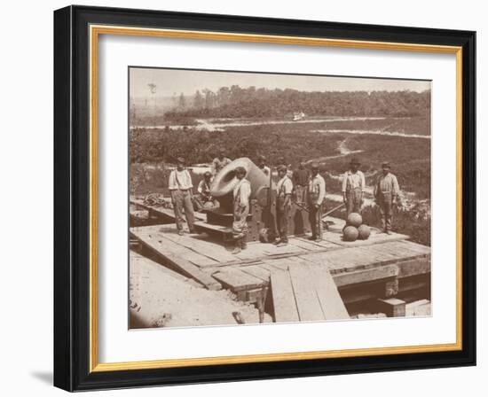 The 'Dictator' Union Army Railroad Mortar, Used in the American Civil War (1861-65) (B/W Photo)-Mathew Brady-Framed Giclee Print