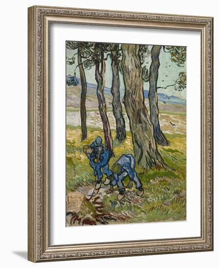 The Diggers, 1889 (Oil on Paper Lined onto Canvas)-Vincent van Gogh-Framed Giclee Print