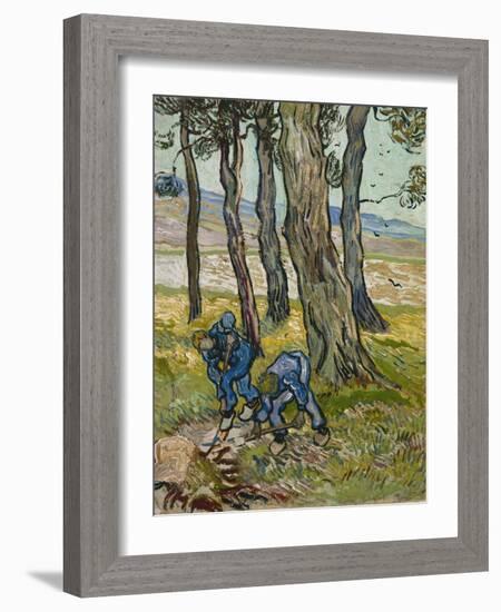 The Diggers, 1889 (Oil on Paper Lined onto Canvas)-Vincent van Gogh-Framed Giclee Print