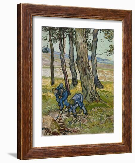 The Diggers, 1889 (Oil on Paper Lined onto Canvas)-Vincent van Gogh-Framed Giclee Print