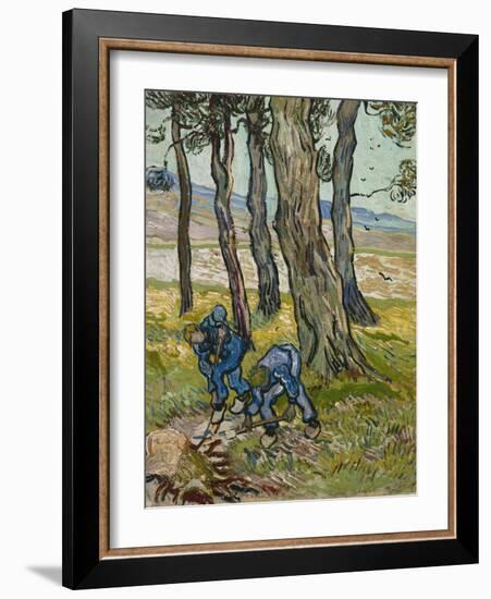 The Diggers, 1889 (Oil on Paper Lined onto Canvas)-Vincent van Gogh-Framed Giclee Print