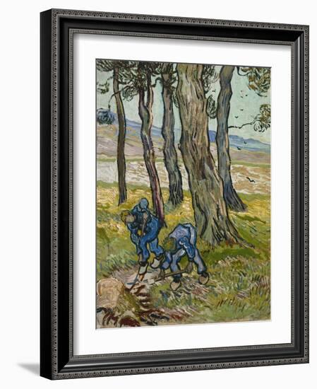 The Diggers, 1889 (Oil on Paper Lined onto Canvas)-Vincent van Gogh-Framed Giclee Print