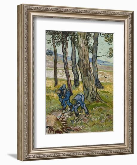 The Diggers, 1889 (Oil on Paper Lined onto Canvas)-Vincent van Gogh-Framed Giclee Print