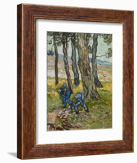 The Diggers, 1889 (Oil on Paper Lined onto Canvas)-Vincent van Gogh-Framed Giclee Print