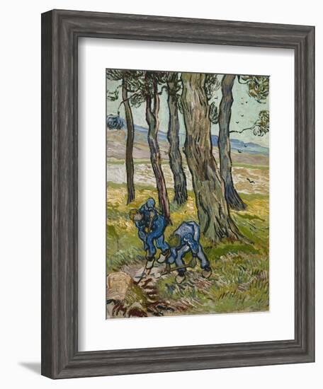 The Diggers, 1889 (Oil on Paper Lined onto Canvas)-Vincent van Gogh-Framed Premium Giclee Print