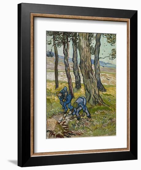 The Diggers, 1889 (Oil on Paper Lined onto Canvas)-Vincent van Gogh-Framed Premium Giclee Print