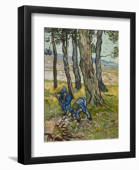 The Diggers, 1889 (Oil on Paper Lined onto Canvas)-Vincent van Gogh-Framed Premium Giclee Print