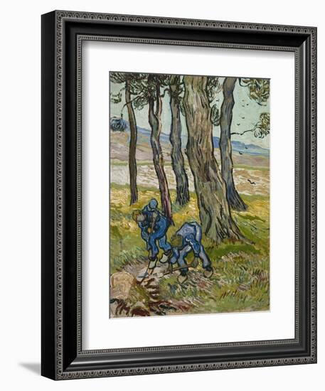 The Diggers, 1889 (Oil on Paper Lined onto Canvas)-Vincent van Gogh-Framed Premium Giclee Print