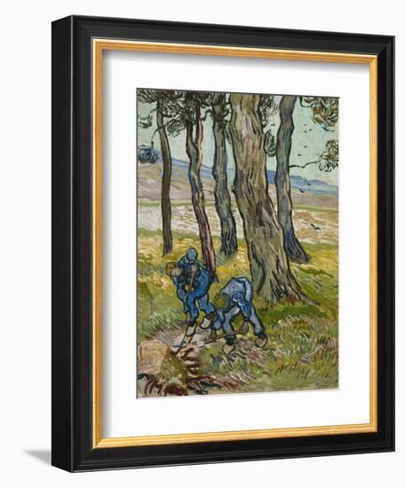 The Diggers, 1889 (Oil on Paper Lined onto Canvas)-Vincent van Gogh-Framed Premium Giclee Print