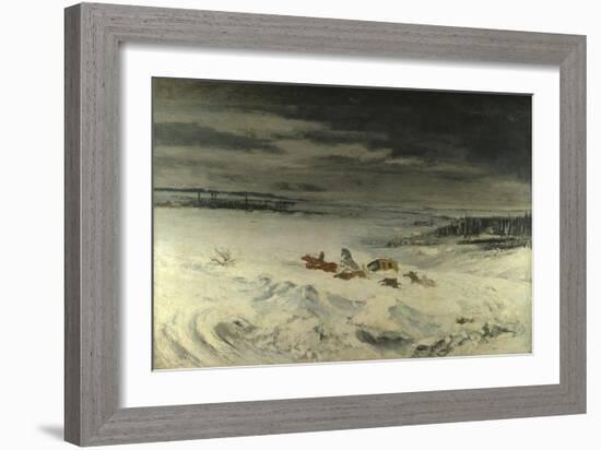 The Diligence in the Snow, 1860-Gustave Courbet-Framed Giclee Print