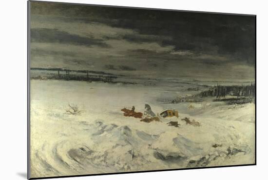 The Diligence in the Snow, 1860-Gustave Courbet-Mounted Giclee Print