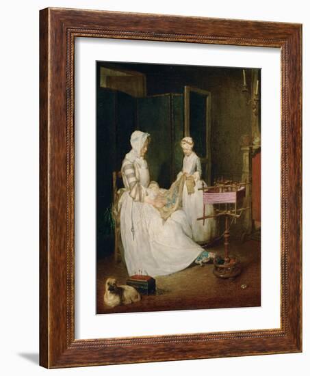 The Diligent Mother, 1740-Jean-Baptiste Simeon Chardin-Framed Giclee Print