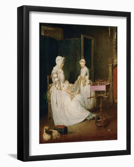 The Diligent Mother, 1740-Jean-Baptiste Simeon Chardin-Framed Giclee Print