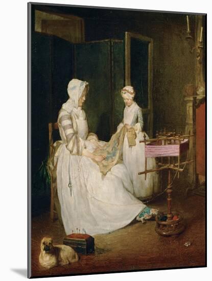 The Diligent Mother, 1740-Jean-Baptiste Simeon Chardin-Mounted Giclee Print