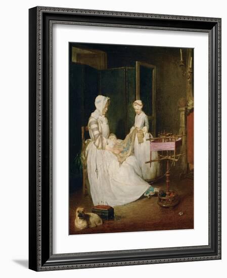 The Diligent Mother, 1740-Jean-Baptiste Simeon Chardin-Framed Giclee Print