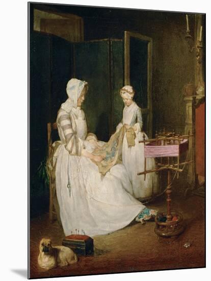 The Diligent Mother, 1740-Jean-Baptiste Simeon Chardin-Mounted Giclee Print