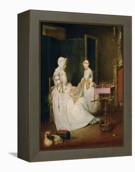 The Diligent Mother, 1740-Jean-Baptiste Simeon Chardin-Framed Premier Image Canvas