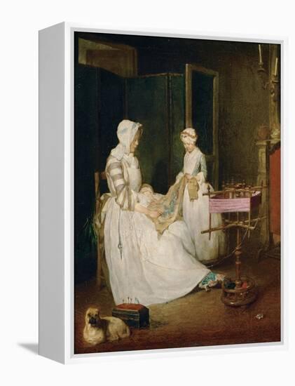 The Diligent Mother, 1740-Jean-Baptiste Simeon Chardin-Framed Premier Image Canvas