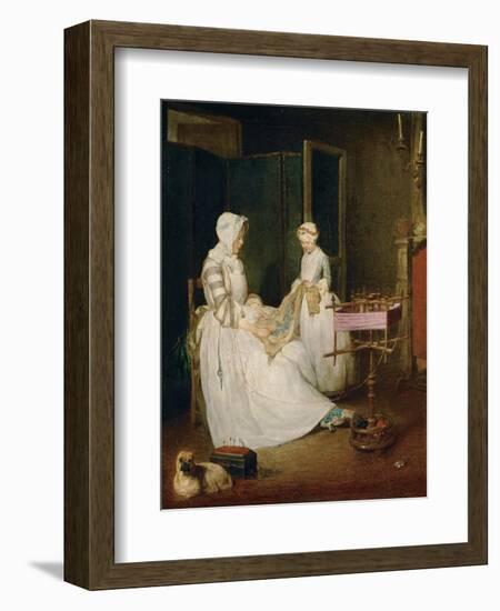 The Diligent Mother, 1740-Jean-Baptiste Simeon Chardin-Framed Giclee Print