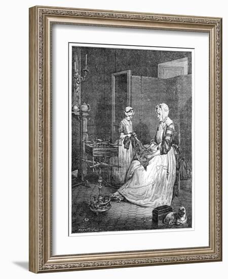 The Diligent Mother, 1740-Jean-Baptiste Simeon Chardin-Framed Giclee Print