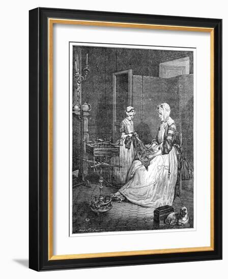 The Diligent Mother, 1740-Jean-Baptiste Simeon Chardin-Framed Giclee Print