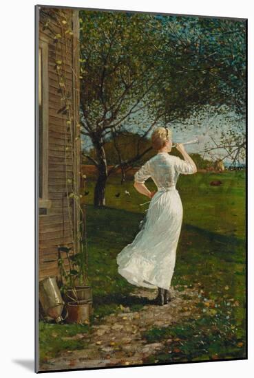 The Dinner Horn (Blowing the Horn at Seaside), 1870 (Oil on Canvas)-Winslow Homer-Mounted Giclee Print