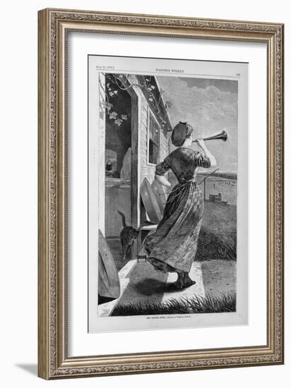 The Dinner Horn. Drawn-Winslow Homer-Framed Giclee Print