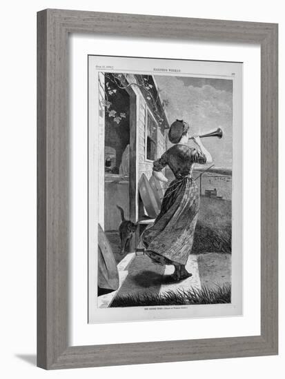 The Dinner Horn. Drawn-Winslow Homer-Framed Giclee Print