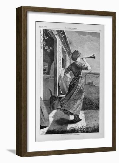 The Dinner Horn. Drawn-Winslow Homer-Framed Giclee Print