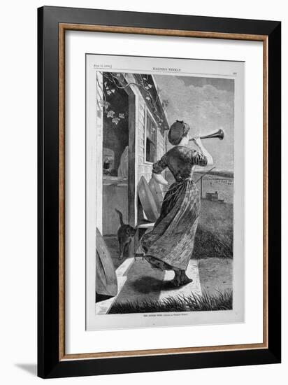 The Dinner Horn. Drawn-Winslow Homer-Framed Giclee Print