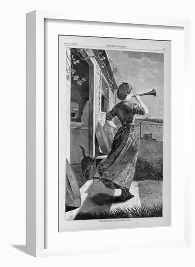 The Dinner Horn. Drawn-Winslow Homer-Framed Giclee Print