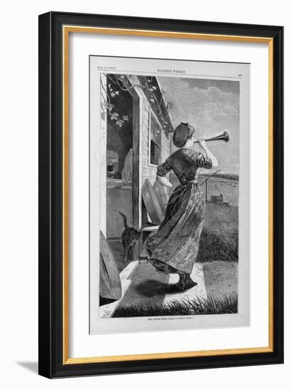 The Dinner Horn. Drawn-Winslow Homer-Framed Giclee Print