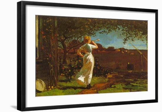 The Dinner Horn-Winslow Homer-Framed Art Print