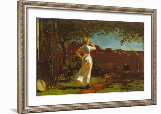 The Dinner Horn-Winslow Homer-Framed Art Print